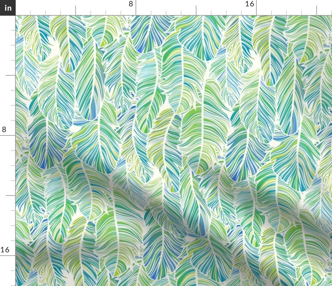 Fabulous Feathers- Tropical Bird Feather Boa- Animal Print- Birds-Parrot- Macaw Feathers Wallpaper- Green- Turquoise- Small
