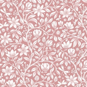 Magical Magnolia Floral, peachy (Large)