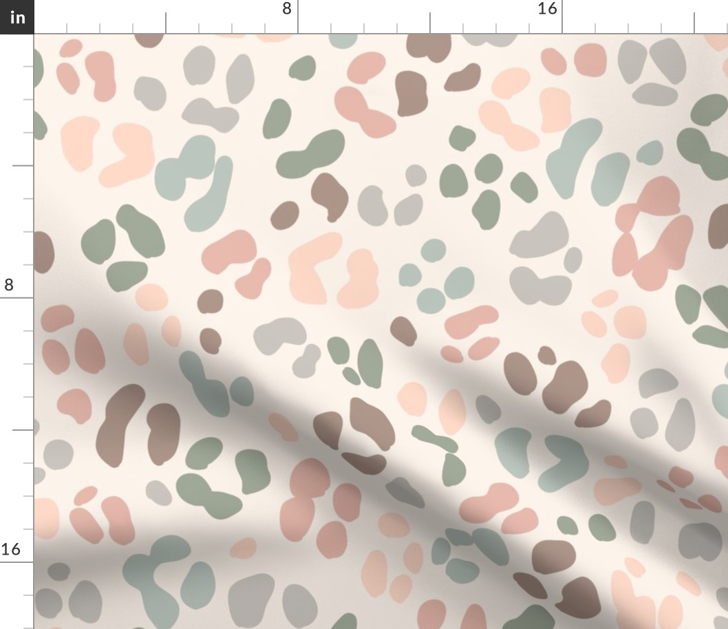 Muted Leopard Print XL in dusty pink green peach gray