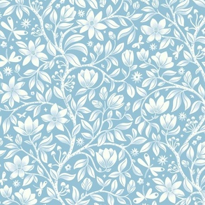 Magical Magnolia Floral, sky blue (Large)