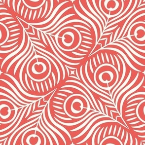 Peacock Twirl (Medium), coral red - Animal Print