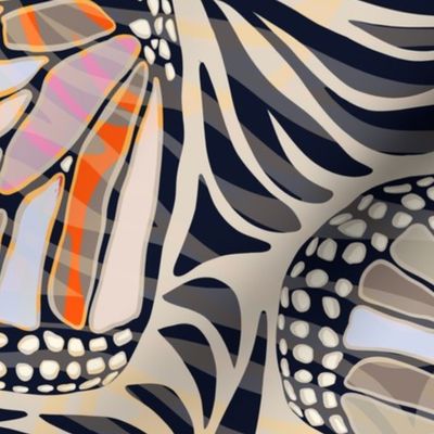 (L) Abstract Boho Butterfly Zebra - Animal Print 1 Earthy Textured