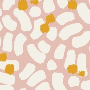  Lynx - Golden Hour - Yellow, Vanilla Cream on Blush Pink  | Abstract Animal Print (L)