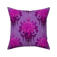 Woodland Animals Damask Purple