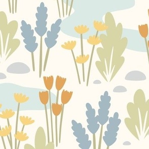 Springtime Meadow in Muted Colors (Large Scale)