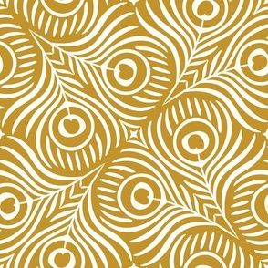 Peacock Twirl (Large), mustard - Animal Print