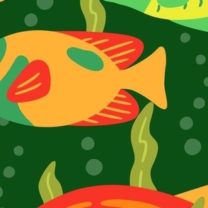 Bold Fish on Green (Large Scale)