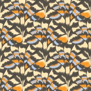Abstract butterfly - bold pattern handpainted pattern - black, cream, tangerine &  blue