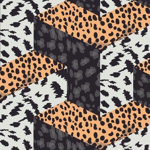 Cheetah Leopard Tumbling Blocks quilt pattern wild animal print 