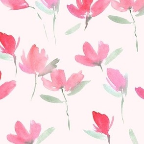 Primavera dreams - watercolor spring florals - painted bloom loose flowers for modern home decor bedding b139-2