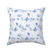 Primavera dreams in blue and earthy shades  - watercolor spring florals - painted bloom loose flowers for modern home decor bedding b139-5