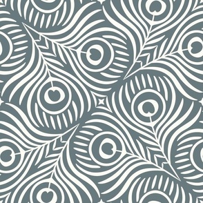 Peacock Twirl (Large), slate grey - Animal Print