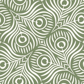 Peacock Twirl (Large), sage - Animal Print