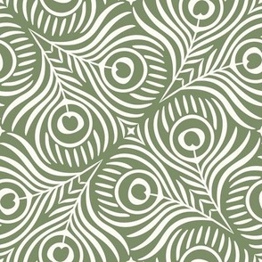 Peacock Twirl (Medium), sage - Animal Print