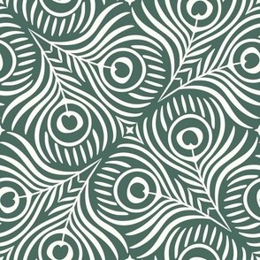 Peacock Twirl (Large), pine - Animal Print