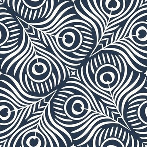 Peacock Twirl (Medium), navy - Animal Print