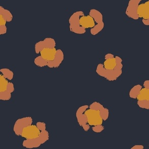 leopard spots - navy, yellow, brown - large