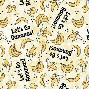 Small-Medium Scale Let's Go Bananas! on Soft Textured Yellow and White