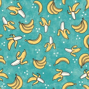 Large Scale Let's Go Bananas! on Textured Turquoise