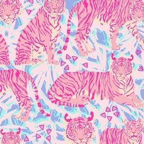 Pink Tigers Abstract Animal Print 