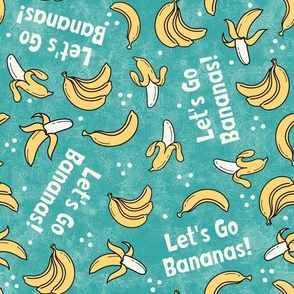 Large Scale Let's Go Bananas! on Textured Turquoise