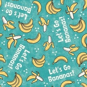 Medium Scale Let's Go Bananas! on Textured Turquoise
