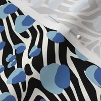 Leopard on Zebra - Medium - Blue - Abstract Animal Print, Black, White