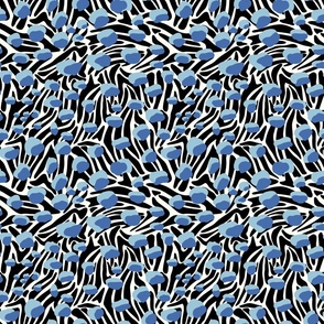 Leopard on Zebra - Medium - Blue - Abstract Animal Print, Black, White