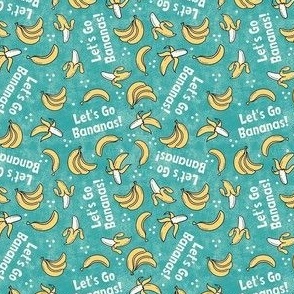 Small Scale Let's Go Bananas! on Textured Turquoise