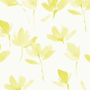 Golden Primavera dreams - watercolor yellow spring florals - painted bloom loose flowers for modern home decor bedding b139-12