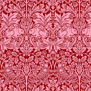 William Morris "Brer rabbit" Carnation Pink on Crimson Red