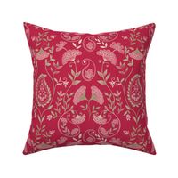 Indian floral paisley print medium scale In Viva Magenta