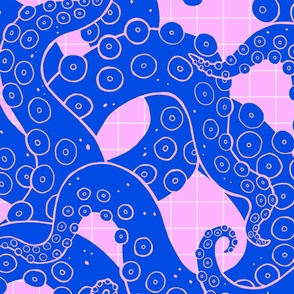 Octopus tentacles in blue and pink - large scale