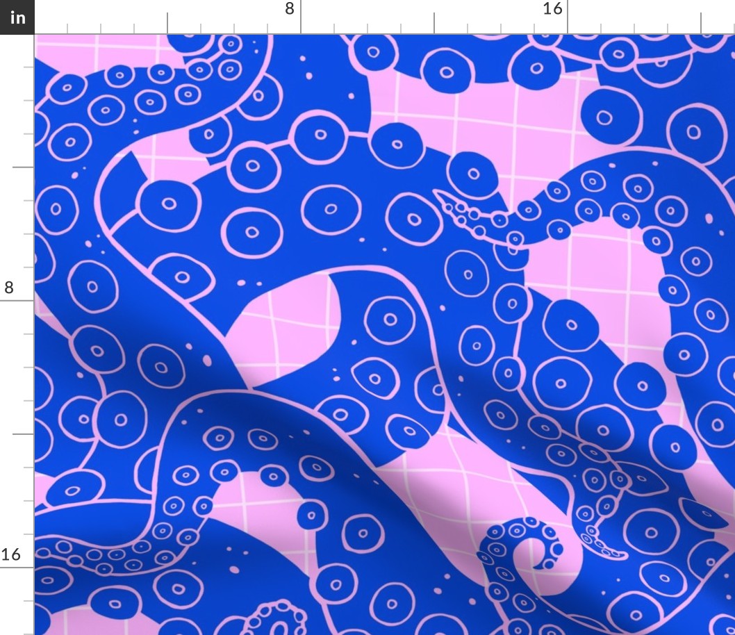 Octopus tentacles in blue and pink - large scale