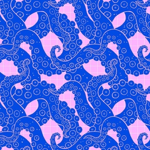 Octopus tentacles in blue and pink - medium scale