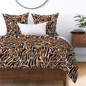 Leopard On Zebra - Jumbo - Terracotta - Fabric Only - Abstract Animal Print, Black, White