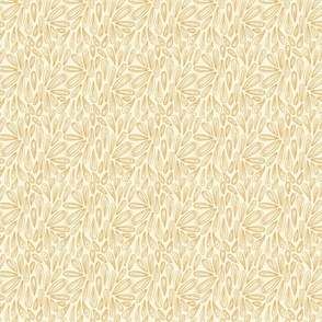 Small | Abstract Springtime Floral of Falling Cherry Blossom Petals in Harvest Gold Yellow on Cream