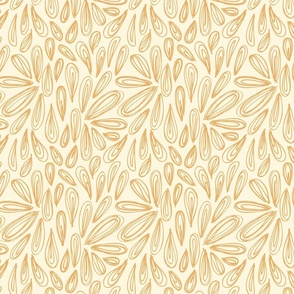 M | Abstract Springtime Floral of Falling Cherry Blossom Petals in Harvest Gold Yellow on Cream