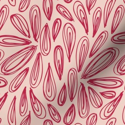 M | Abstract Spring Floral of Falling Cherry Blossom Petals in Viva Magenta on Pale Dogwood Pink