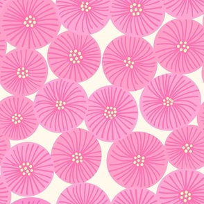 Lazy Daisies - pink on cream