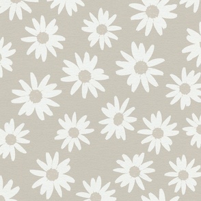 Daisies Tossed Reapeat Light Sage BG white Flowers