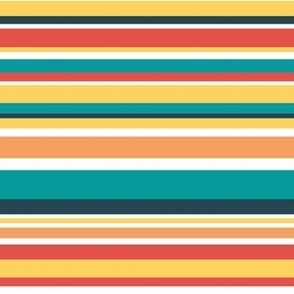 Bayadere Stripes Orange, Red, Yellow, Blue, White Coordinate
