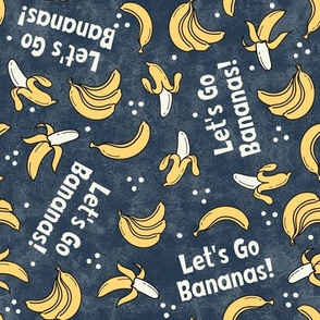 Large Scale Let's Go Bananas! Yellow Fruit on Textured Navy