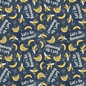 Small Scale Let's Go Bananas! Yellow Fruit on Textured Navy