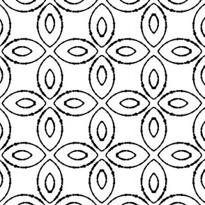Black+White minimal hand drawn geometric pattern