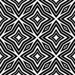 Black+White four sided repeating stars