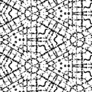 Black+White watercolor geometric pattern