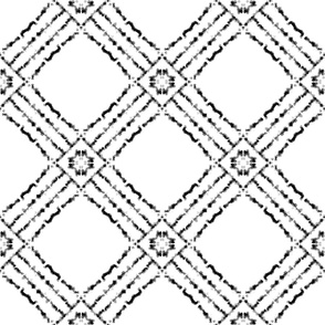 Black+White watercolor trellis pattern