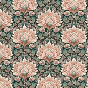 Lotus Collage in Peach and Celadon