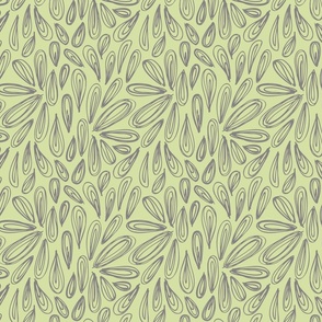 M | Modern Spring Floral of Falling Petal Blossoms in Purple Reign on Matcha Green